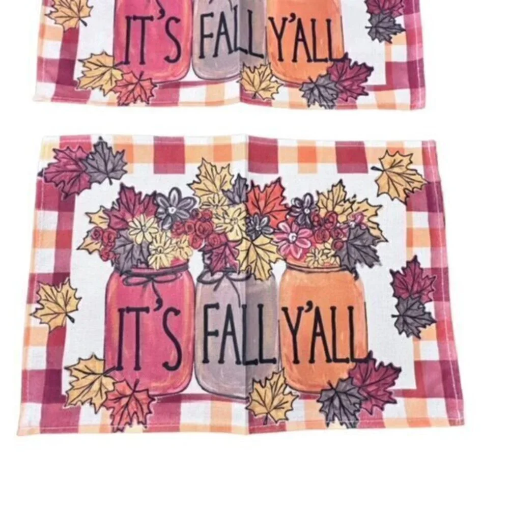 It's Fall Y'all‎ Table Placemats Set Of 4 NEW FALL Cottage Farmhouse Floral CUTE